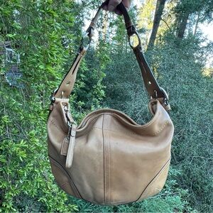 VINTAGE COACH Soho Y2K Tan Leather Hobo Shoulder Bag AUTHENTIC